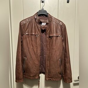 andrew marc new york mens lightweight calf leather moto jacket